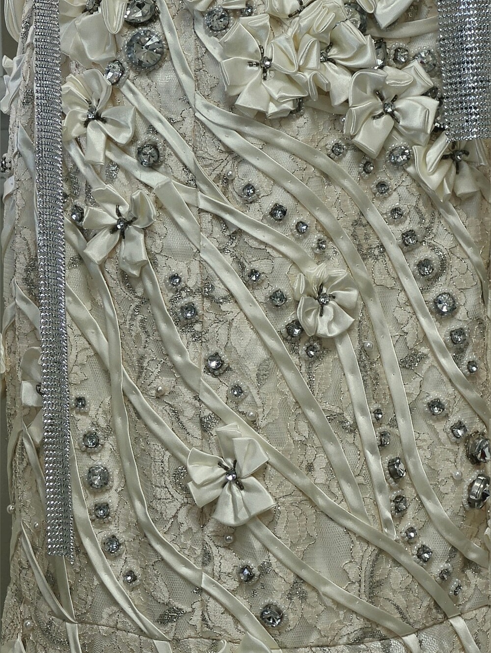 Silver Crystal Mesh Long Scarf Necklace - Women Accessories - Picture 6 of 7